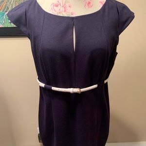 Calvin Klein- Belted Navy Structured Dress
